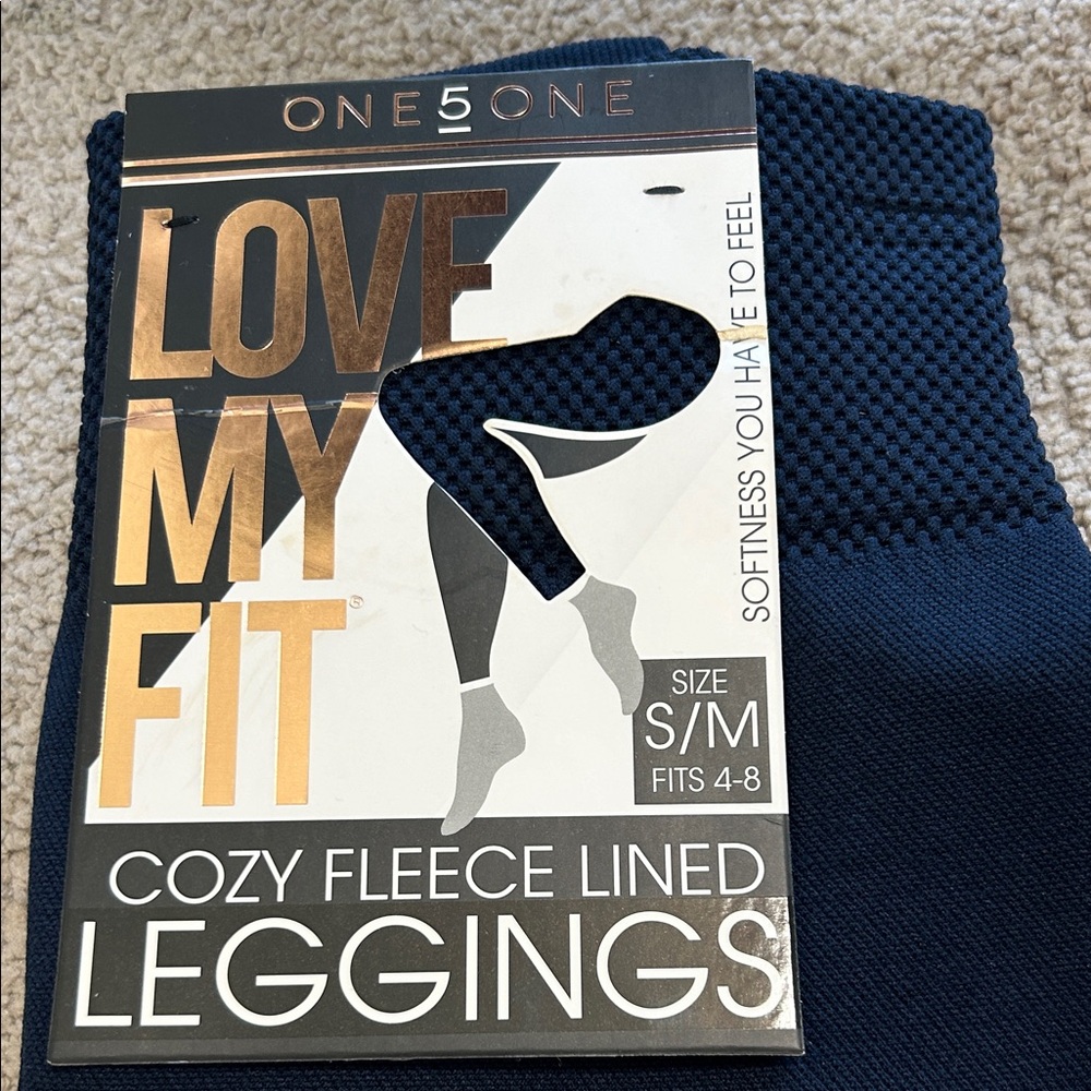 One 5 One Dark Blue Fleece Lined Leggings